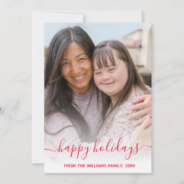 Happy Holiday Chic Rot-Handschrift Urlaub Foto Mitteilungskarte