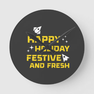 Happy Holiday, Festive and Fresh Runde Wanduhr