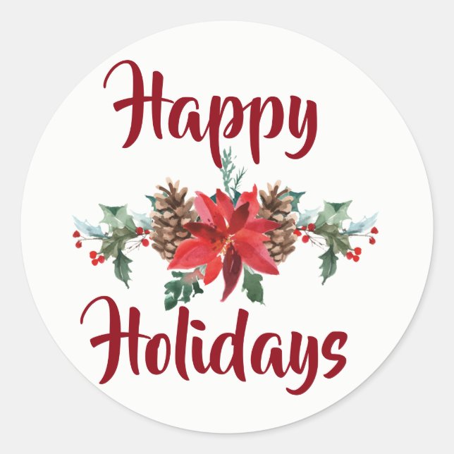 Happy Holiday floral Sticker Aquarell (Vorderseite)