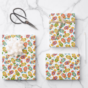 Happy Holiday Frohe Weihnachten warm Winter Mitten Geschenkpapier Set
