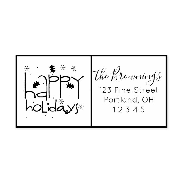 Happy Holiday Gerahmt Custom Holiday Adresse Permastempel (Design)