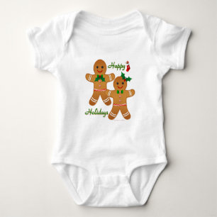 Happy Holiday Gingerbread Man Boy Girl Baby Strampler