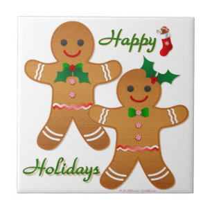 Happy Holiday Gingerbread Man Boy Girl Fliese