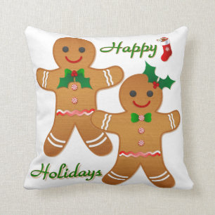 Happy Holiday Gingerbrot Man Boy Girl Kissen
