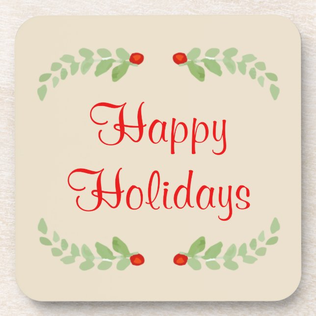 Happy Holiday Holly Untersetzer (Vorderseite)