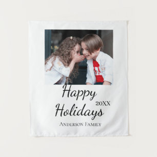 Happy Holiday Kinder Foto Moderne Geschenke Text Wandteppich