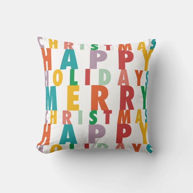 HAPPY HOLIDAY MERRY | FARBENE WEIHNACHTSMITTEL KISSEN (Vorderseite)