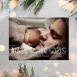 Happy Holiday Retro Art Deko Skript-Fotokarte Feiertagskarte<br><div class="desc">Gute Ferien! Eine moderne Typografie für diese Fotokartensammlung. So passen Sie an Ihre Lieblingsfamilienbilder an.</div>