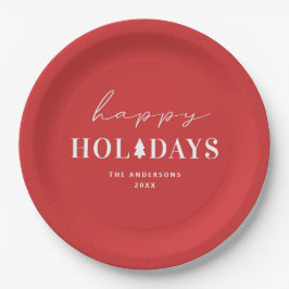 Happy Holiday | Rotes Weihnachtsfest & Neues Jahr  Pappteller