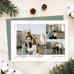 Happy Holiday Rustic Family Foto Weihnachtskarte Feiertagskarte