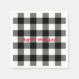 Happy Holiday Schwarz-Weiß Büffel kariert Serviette
