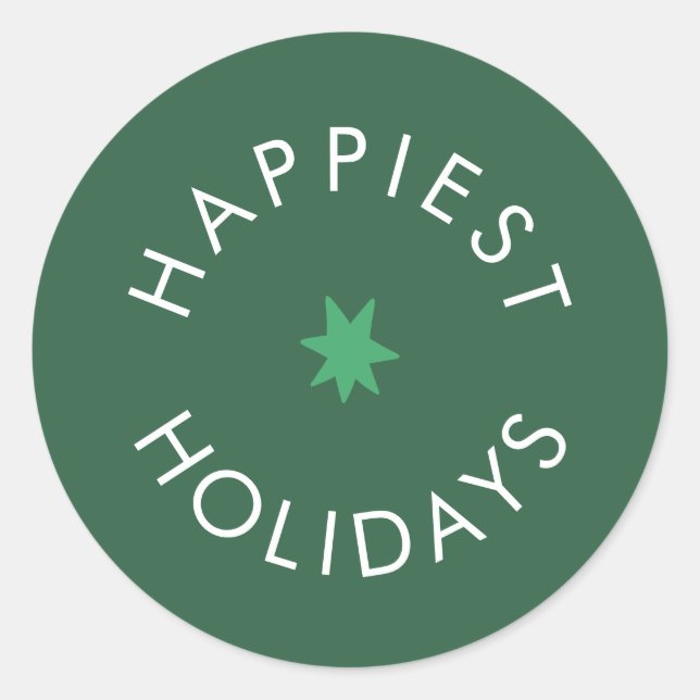 Happy Holiday Star Abzeichen Runder Aufkleber (Vorderseite)