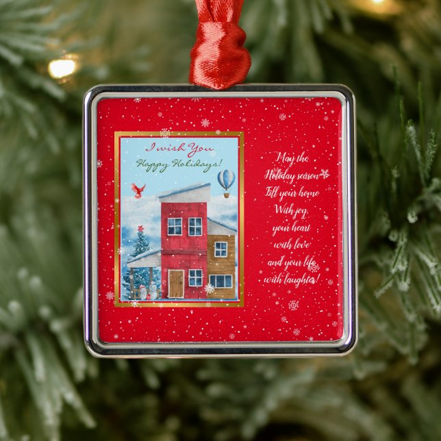 Happy Holiday Time Customize Ornament Aus Metall (Baum)