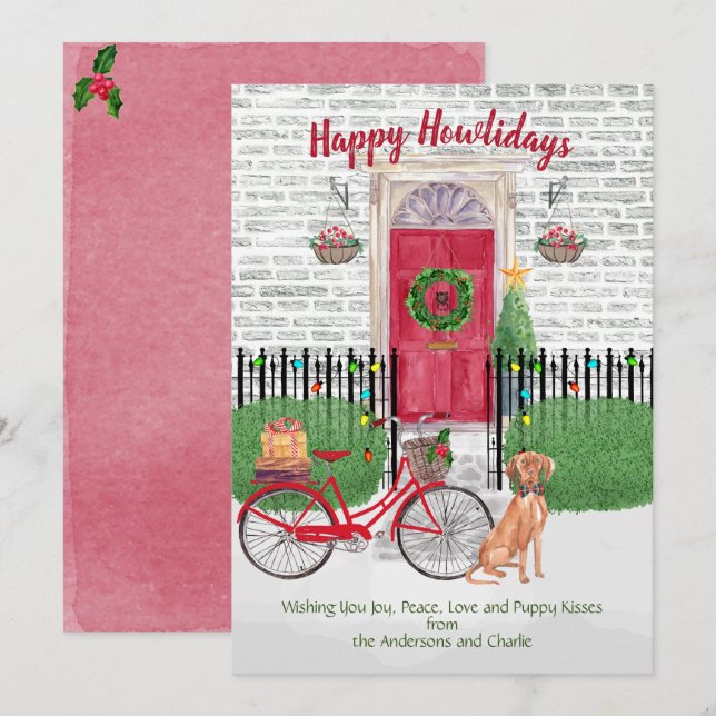 Happy Holiday Vizsla Bicycle Red Door (Vorne/Hinten)