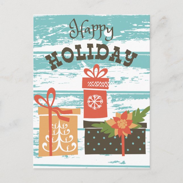 Happy Holiday Weihnachtsgeschenke Feiertagspostkarte (Vorderseite)