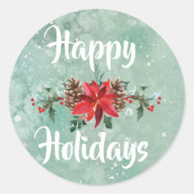 Happy Holiday Winter verschneiten Aufkleber Aquare