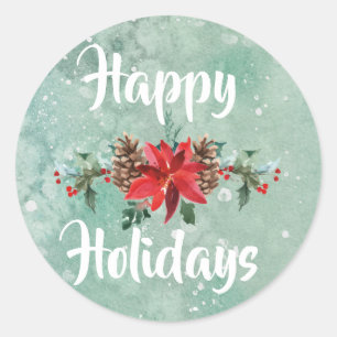 Happy Holiday Winter verschneiten Aufkleber Aquare