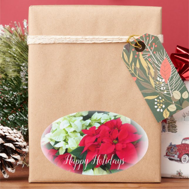 Happy Holidays 楕円形シール Ovaler Aufkleber (Feiertag)