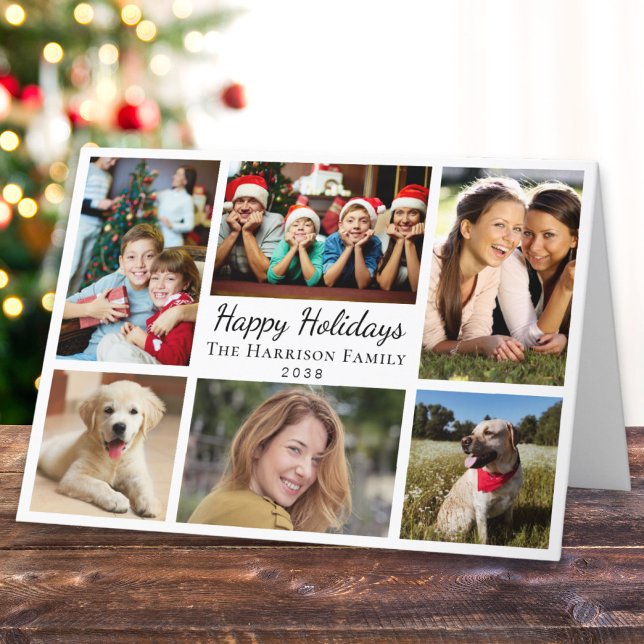 Happy Holidays 6 Foto Collage Weihnachten (This holiday season, let your family's smiles and heartwarming memories shine on our 6 photo card)