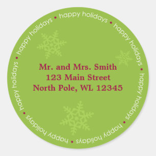 Happy Holidays Address Label Runder Aufkleber