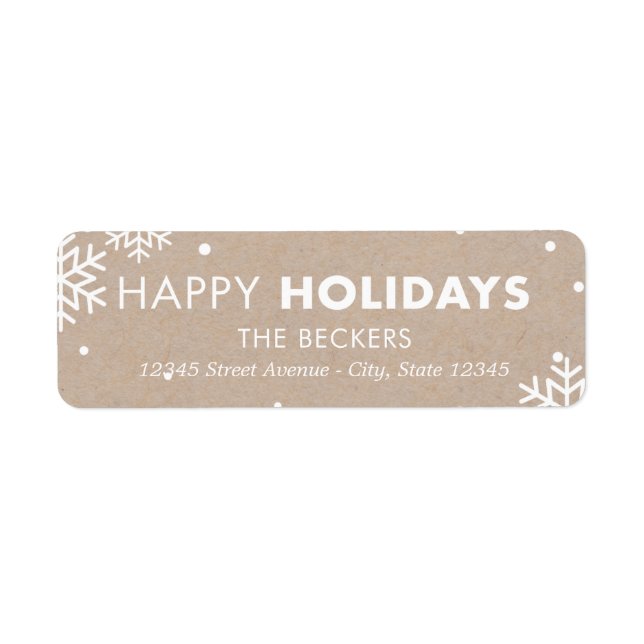 Happy Holidays Address Labels Kraft (Vorne)