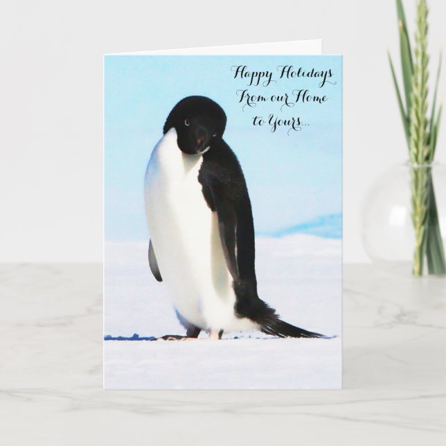 Happy Holidays Adélie Pinguin Faltkarte (Vorderseite)