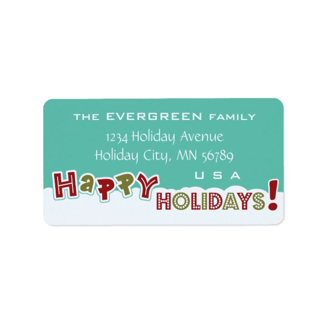 Happy Holidays-Adressetiketten Adressaufkleber (Vorne)