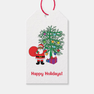 Happy Holidays African American Santa Claus Family Geschenkanhänger