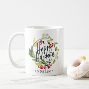 Happy Holidays Aquarell Blumenurlaub Kaffeetasse