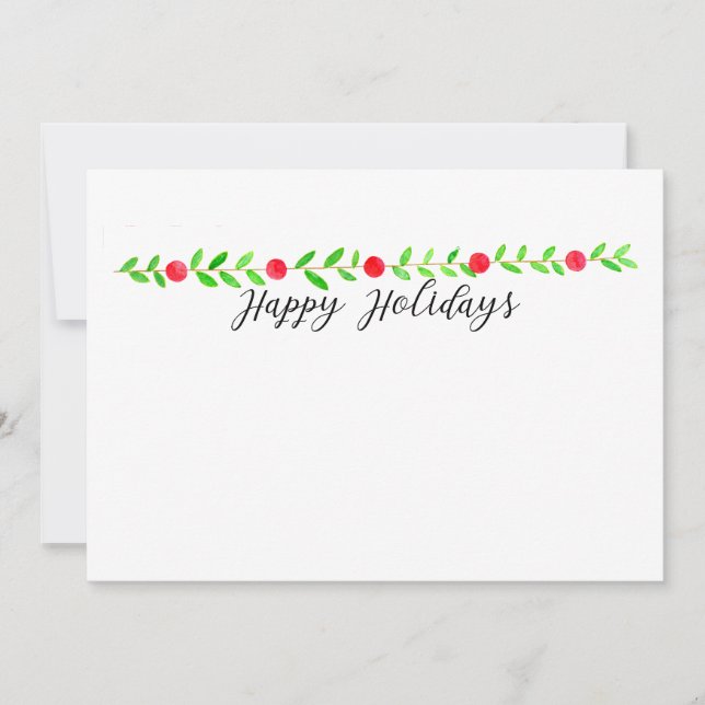 Happy Holidays, Aquarell Weihnachtsbanner Einladung (Vorderseite)