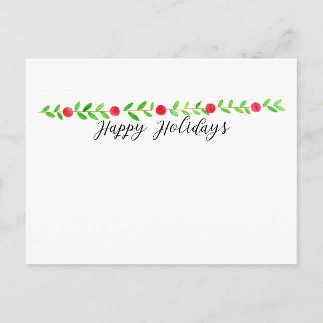 Happy Holidays, Aquarell Weihnachtsbanner Postkarte (Vorderseite)