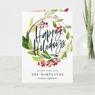 Happy Holidays Aquarellfarbenes Foto Holiday Karte