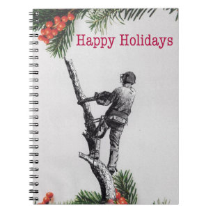 Happy Holidays Arborist Baum Chirurgen Kettensäge Notizblock