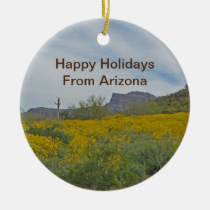 Happy Holidays Arizona Wildblume Wüste Landschaft Keramik Ornament