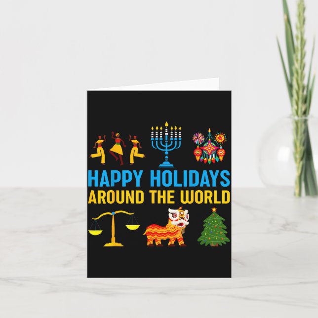 Happy Holidays Around The World Multicultural Matc Karte (Vorderseite)