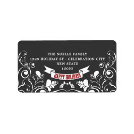 Happy Holidays Art Nouveau Floral Holiday Adresse