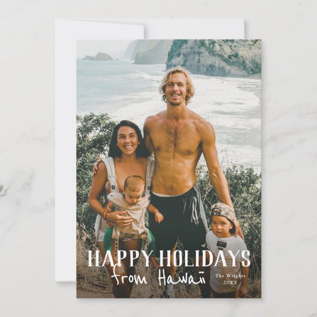 Happy Holidays aus dem Hawaii Foto Ferienkarte Karte (Vorderseite)