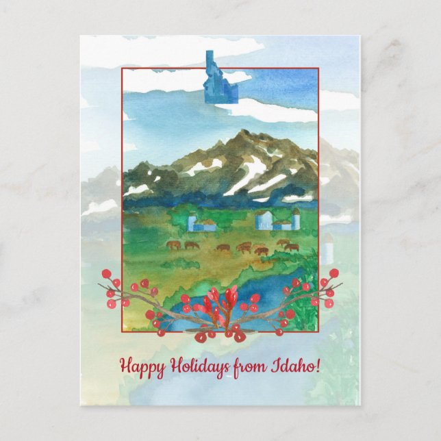 Happy Holidays aus Idaho Ranch Kühe Postkarte (Vorderseite)