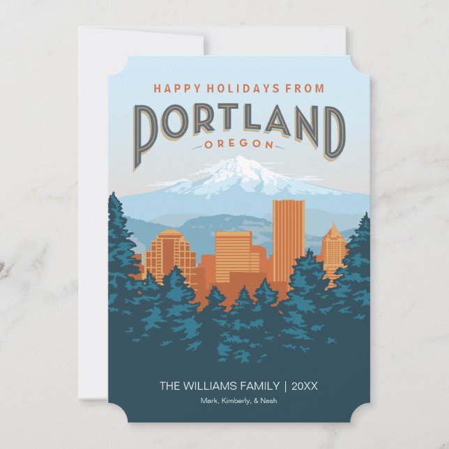 Happy Holidays aus Portland Feiertagskarte (Vorderseite)