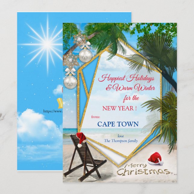 Happy Holidays aus Sunny Kapstadt Einladung (Vorne/Hinten)
