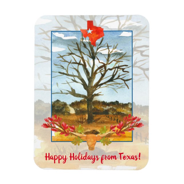 Happy Holidays aus Texas Longhorn Magnet (Vertikal)