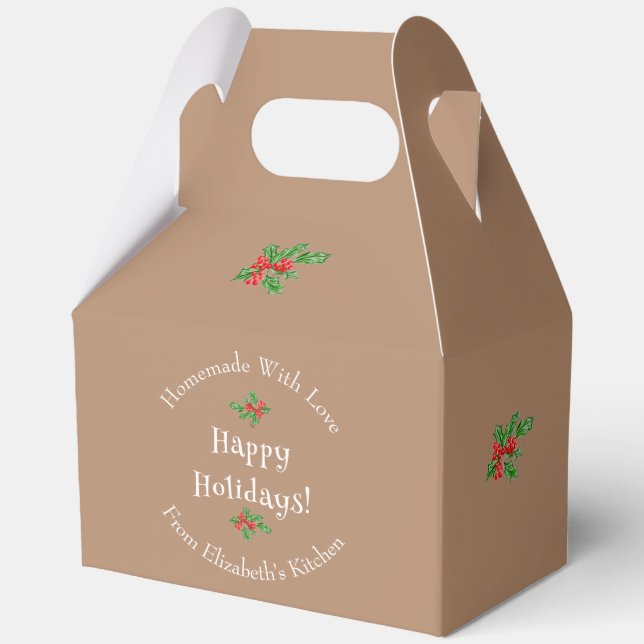 Happy Holidays Backgeschenk braun bearbeitbar Geschenkschachtel (Vorderseite)