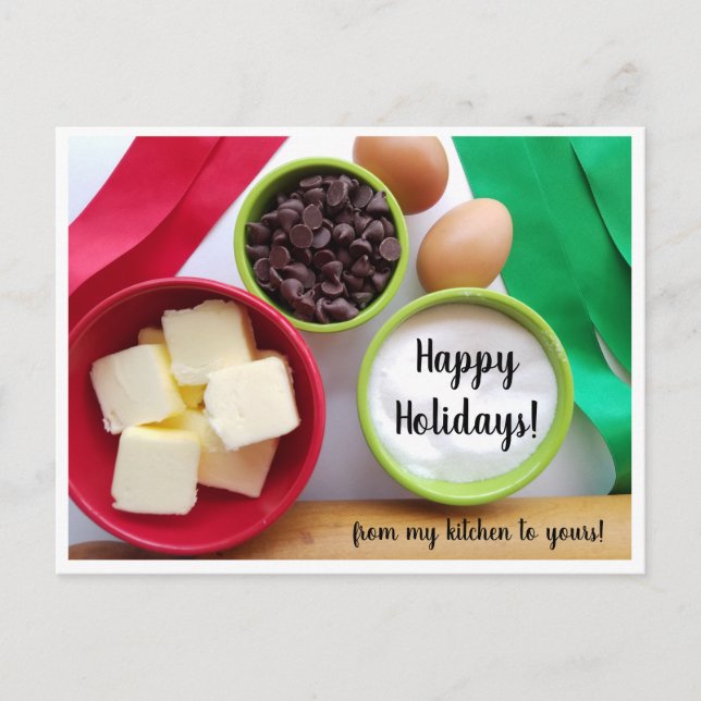 Happy Holidays Backingrediente aus meiner Küche Postkarte (Vorderseite)