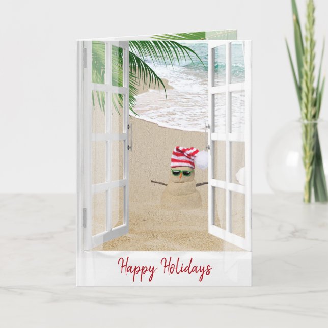 Happy Holidays Beach Window Karte (Vorderseite)