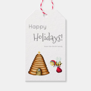 Happy Holidays Bee Santa Claus Weihnachtsfamilie Geschenkanhänger