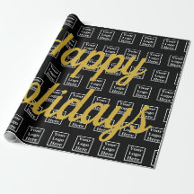 Happy Holidays Black and Gold Script Business Logo
