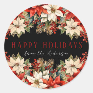 Happy Holidays Black Runder Aufkleber