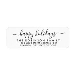 Happy Holidays Black Script Rücksendeadresse Label