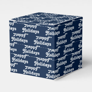 "Happy Holidays" blaue, weiße Weihnachtsgeschenke Geschenkschachtel