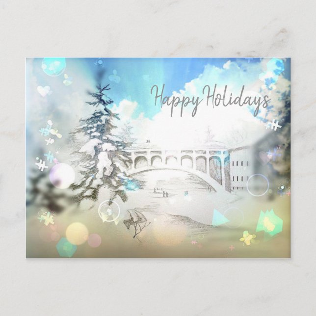 Happy Holidays Bleistiftstiftkarte Feiertagspostkarte (Vorderseite)